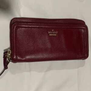 Kate Spade long leather zip around wallet- Berry